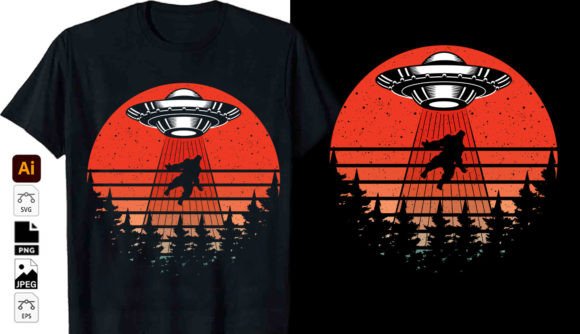 Bigfoot in a Ufo Graphic Vector Tshirt: A Creative Design Asset